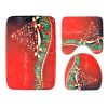 3 Pcs Christmas Bathroom Rugs Set Contour Non-slip Toilet Mats Absorbent Cozy Velvet Floor Carpets