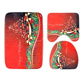3 Pcs Christmas Bathroom Rugs Set Contour Non-slip Toilet Mats Absorbent Cozy Velvet Floor Carpets (Option: SD18)