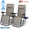 2Packs Zero Gravity Lounge Chair w/ Dual Side Tray 330lbs Load Foldable Recliner Chair w/ Stress Relief Pillow Patio Poolside Beach Lying Chair
