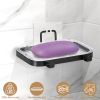Soap Dish Soap Bar Holder Square Soap Rack Wall Mounted S Bar Shower Bathroom Self with 2 Hooks Clear Trays