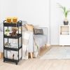 4 Tier Rolling Utility Cart Movable Storage Organizer with Drawer Lockable Wheels 360 Degree Rotatable Hallow Design for Bedroom Bathroom Kitchen