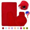 3Pcs Bathroom Rug Set Shaggy Contour Toilet Lid Cover Plush Mat Anti-Slip Absorbent Bath Carpet For Tub Shower Bathroom