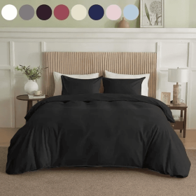 Serta Simply Clean Solid Duvet Cover King (Option: Black-King)