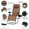 2Packs Zero Gravity Lounge Chair w/ Dual Side Tray 330lbs Load Foldable Recliner Chair w/ Stress Relief Pillow Patio Poolside Beach Lying Chair