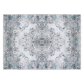 6x9FT Vintage Area Rug Modern Non Slip Carpet Boho Low Pile Soft Rug Waterproof Machine Washable Rug for Living Room Bedroom Kitchen Dining Room Under (Option: 6_9FT_Type1)