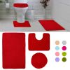 3Pcs Bathroom Rug Set Shaggy Contour Toilet Lid Cover Plush Mat Anti-Slip Absorbent Bath Carpet For Tub Shower Bathroom