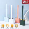 Toilet Brush And Holder TPR Bristles Toilet Bowl Cleaner Brush w/ Bendable Head Non-Slip Long Handle Wall Mounted Toilet Cleaner For Bathroom Deep-Cle