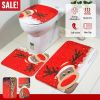 3 Pcs Christmas Bathroom Rugs Set Contour Non-slip Toilet Mats Absorbent Cozy Velvet Floor Carpets