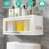 Over The Toilet Storage Cabinet Bathroom Storage Organizer Wall Mounted Toilet Storage Box with Dust-Proof Transparent Magnetic Door Side Opening