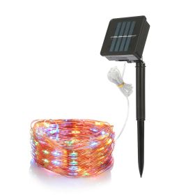 2 Light Color Options -- 1Pc Solar String Light Outdoor IP65 Waterproof Copper Wire String Lights Solar LED Fairy Lamps Wedding Party Festival (Option: Colorful)