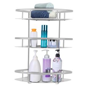 3 Tier Wall-mounted Corner Shower Caddy Shelf Rack Shower Shampoo Soap Cosmetic Basket Organizer (Option: 3Layer_Silver)