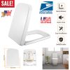 Square Toilet Seat with Grip-Tight Seat Bumpers Heavy-Duty Quiet-Close Quick-Release Easy Cleaning White UK