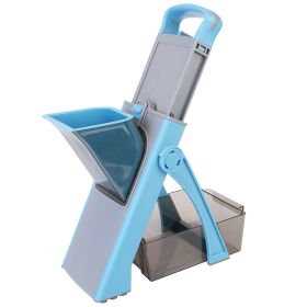 Safe Mandoline Food Slicer Potatoes Cutter French Fries Adjustable Vegetable Fruit Slicer Chopper Dicer with Container Dishwasher Safe (Option: Blue)