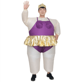 Inflatable Costume Ballet Game Cloth Adult Funny Blow Up Suit Halloween Men's Costume Purple Cosplay, Plus Size (Color: Purple)