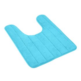 U Shaped Bathroom Rugs Contour Non-slip Toilet Mat Absorbent Cozy Velvet Floor Mat 23.62 x 19.69in (Option: LBlue)
