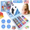 208Pcs Drawing Art Kit Art Supplies For 3-12Years Old Girls Boys Art Storage Box with Double Sided Trifold Easel Oil Pastels Crayons Colored Pencils W