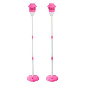 2Pack 3 In 1 Standing Bubble Machines With Colorful Lights And Music Rechargeable Bubble Maker Stands With 2 Modes 3 Adjustable Height For Party (Color: Pink)