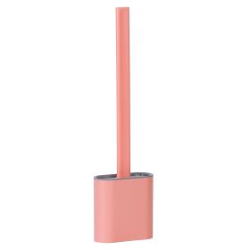 Toilet Brush And Holder TPR Bristles Toilet Bowl Cleaner Brush w/ Bendable Head Non-Slip Long Handle Wall Mounted Toilet Cleaner For Bathroom Deep-Cle (Option: Pink)