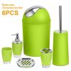 Bathroom Accessories Set 6 Pcs Bathroom Set Ensemble Complete Soap Dispenser Toothbrush Holder Tumbler Soap Dish Toilet Cleaning Brush Trash Can