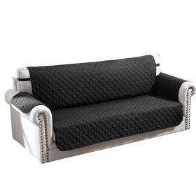 Reversible Sofa Cover Chair Loveseat Couch Microfiber Slipcover Cushion Furniture Protector Shield Water-Resistant w/ Elastic Strap for Kids Pet Dog C (Option: 3S_Black)