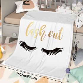 Long Eyelashes Printed Throw Blanket Plush Fluffy Flannel Fleece Blanket Soft Throws For Sofa Couch And Bed 30x40 50x60 60x80 (Option: 150cmx200cm-White)