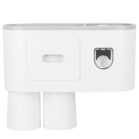 Multifunctional Wall Mount Toothbrush Holder Rack Organizer Hand-free Automatic Toothpaste Dispenser Squeezer with Magnetic Cups 4 Toothbrush Slots 1 (Option: 2Cups)