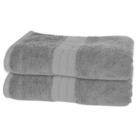 2Pcs Bath Towels 31.5X55.1 Inch Cotton Towel Set 700 GSM Bath Sheet Quick-Dry Head Wrap (Option: Silver)