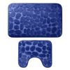 2 Pcs/Set Bathroom Rugs Luxury Flannel Non-Slip Bathroom Rugs Set Soft Pebbles Shower Absorbent Carpet U-Shaped Toilet Mat Washable for Bathroom Entra