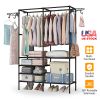 Metal Garment Rack Shoe Clothing Organizer Shelves Freestanding Multifunctional Clothes Wardrobe