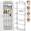 Over The Door Pantry Organizer 6-Tier Pantry Door Organizer Carbon Steel 110LBS Loading Easy Install Behind Door Storage For Closet Kitchen Bathroom 5