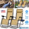 2Packs Zero Gravity Lounge Chair w/ Dual Side Tray 330lbs Load Foldable Recliner Chair w/ Stress Relief Pillow Patio Poolside Beach Lying Chair