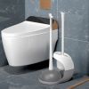 Toilet Plunger and Brush Combo Set with Ventilated Holder 2 in 1 Toilet Cleaning Tools Set with Caddy Stand for Bathroom