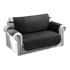 Reversible Sofa Cover Chair Loveseat Couch Microfiber Slipcover Cushion Furniture Protector Shield Water-Resistant w/ Elastic Strap for Kids Pet Dog C (Option: 2S_Black)