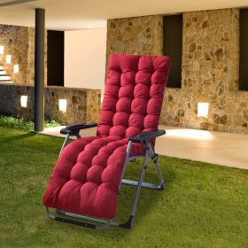 67x22in OR 71x22in Size Options Chaise Lounger Cushion Recliner Rocking Chair Sofa Mat Deck Chair Cushion (Option: 71x22x4in Plus Red)