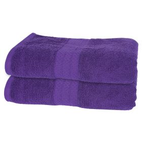 2Pcs Bath Towels 31.5X55.1 Inch Cotton Towel Set 700 GSM Bath Sheet Quick-Dry Head Wrap (Option: Aubergine)