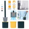 Toilet Brush And Holder TPR Bristles Toilet Bowl Cleaner Brush w/ Bendable Head Non-Slip Long Handle Wall Mounted Toilet Cleaner For Bathroom Deep-Cle