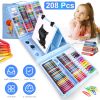 208Pcs Drawing Art Kit Art Supplies For 3-12Years Old Girls Boys Art Storage Box with Double Sided Trifold Easel Oil Pastels Crayons Colored Pencils W