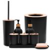 9Pcs Bathroom Accessories Set Trash Can Lotion Soap Dispensers Q-tip Holders Toothbrush Holder Soap Dish Vanity Tray Toilet Brush Black White