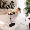 C-Shaped Bathtub Tray Table With Adjustable Height 360° Rotatable Desktop Freestanding Bath Caddy Against Wall Couch Bed Sofa Side Table
