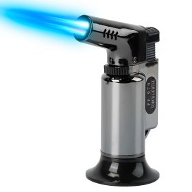 Culinary Butane Torch Lighter Refillable Blow Torch Flame Adjustable Flame Kitchen Cooking BBQ Torch w/ Fire Lock (Gas Not Included) (Option: Black)