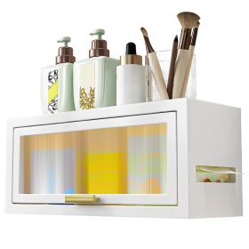 Over The Toilet Storage Cabinet Bathroom Storage Organizer Wall Mounted Toilet Storage Box with Dust-Proof Transparent Magnetic Door Side Opening (Option: Wall_White)