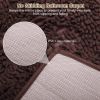 Antiskid Bathroom Mat Water Absorbent Toilet Carpet Machine Washable Chenille Cushion Rugs 23.23x15.75inches for Home Decoration