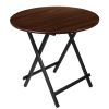 31.5in Round High Top Folding Table 2.6FT Iron Bar Foldable Wooden Dining Desk w/ 4 Anti-Slip Stoppers Bamboo Walnut For Dinner Snack Coffee Laptop