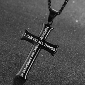 "I Can Do All Things Through Christ"Cross Christian Necklace (Color: Black)