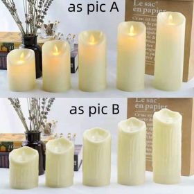Flameless Flickering LED Candles Battery Operated , Warm Light Real Wax Pillar Votive 3D Wick Candles, Perfect for Party/Wedding/Home Decor(White (Color: as pic A, size: 7.5*10cm)