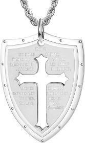 Shield Armor of God Ephesians 6:16-17; Faith Cross Pendant Necklace for Men Stainless Christian Gifts for Men Women (default: default)