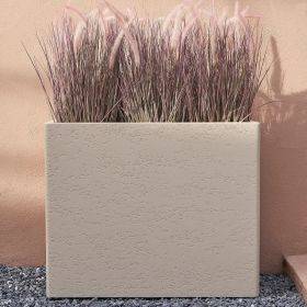 Tall Rectangular Composite Planter,Durable for All-Weather Use with Drainage Holes, Large Rectangular Planter for Outdoor and Indoor Plants (Color: White)