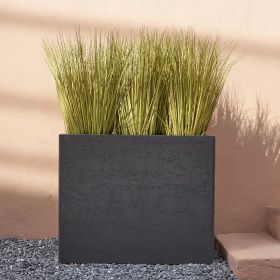 Tall Rectangular Composite Planter,Durable for All-Weather Use with Drainage Holes, Large Rectangular Planter for Outdoor and Indoor Plants (Color: Gray)