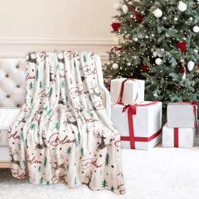 Kathy Ireland Christmas Flannel Fleece Plush Throw Blanket (Pattern: Deer Forest, size: 50"x60")