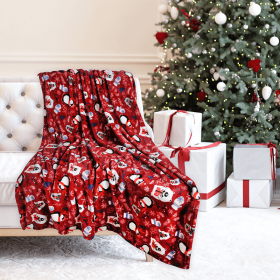 Kathy Ireland Christmas Flannel Fleece Plush Throw Blanket (Pattern: Frosty Penguins, size: 50"x60")